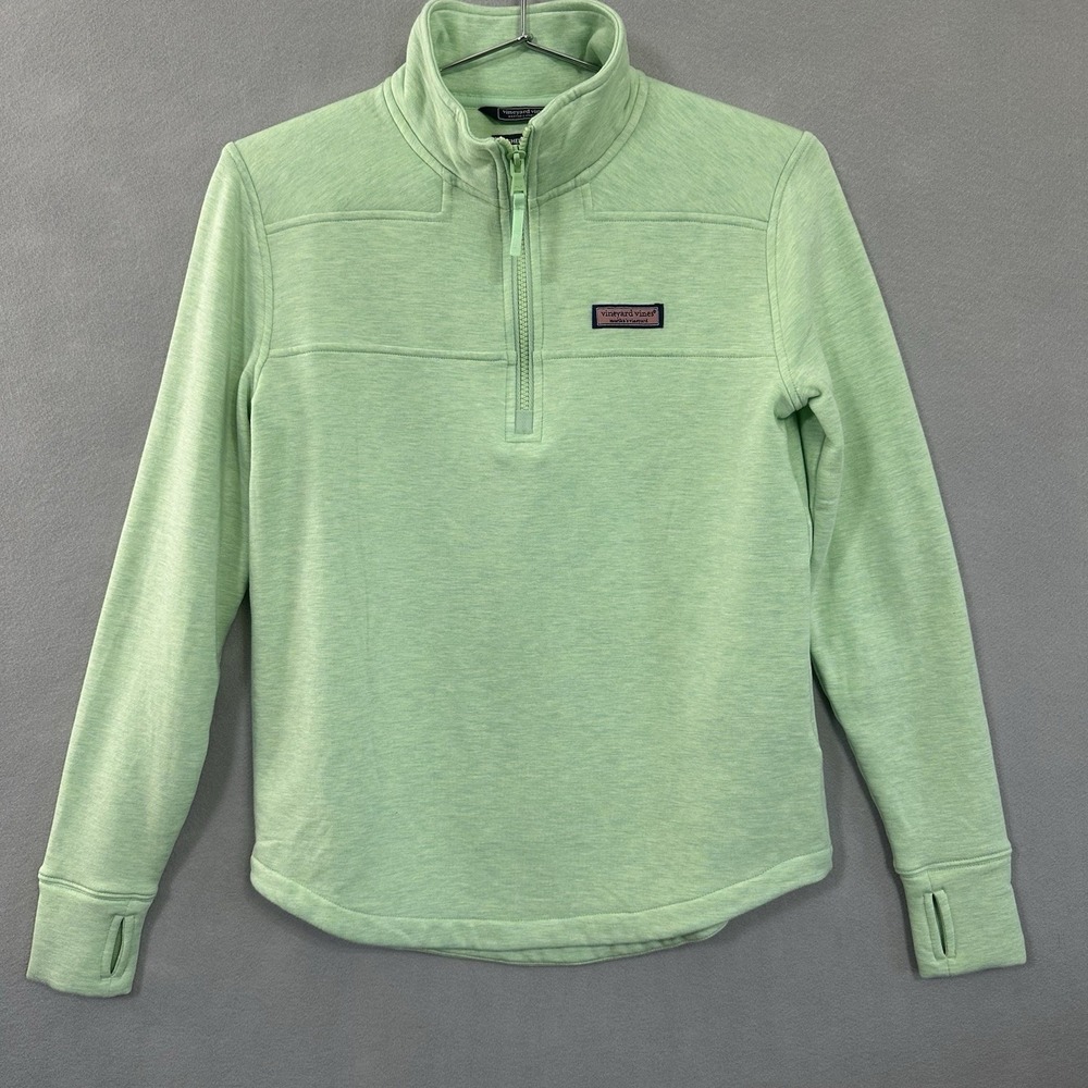 Vineyard Vines The Shep Shirt Quarter Zip Pullover Green Soft Womens XS EUC